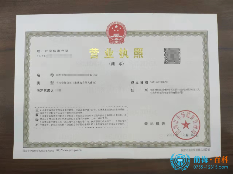 外资公司营业执照