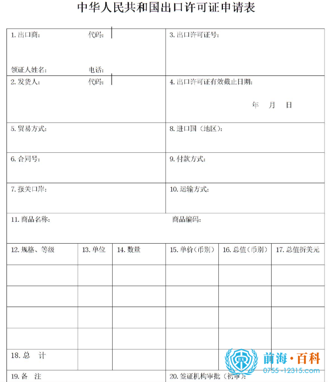 《中华人民共和国出口许可证申请表》 《中华人民共和国出口许可证申请表》